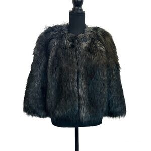 MICHAEL Michael Kors gray black faux fur jacket Sz L NWT